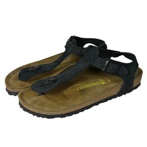 Birkenstock Gizeh Suede Thong Sandals Womens 38 Black Adjustable Strap
